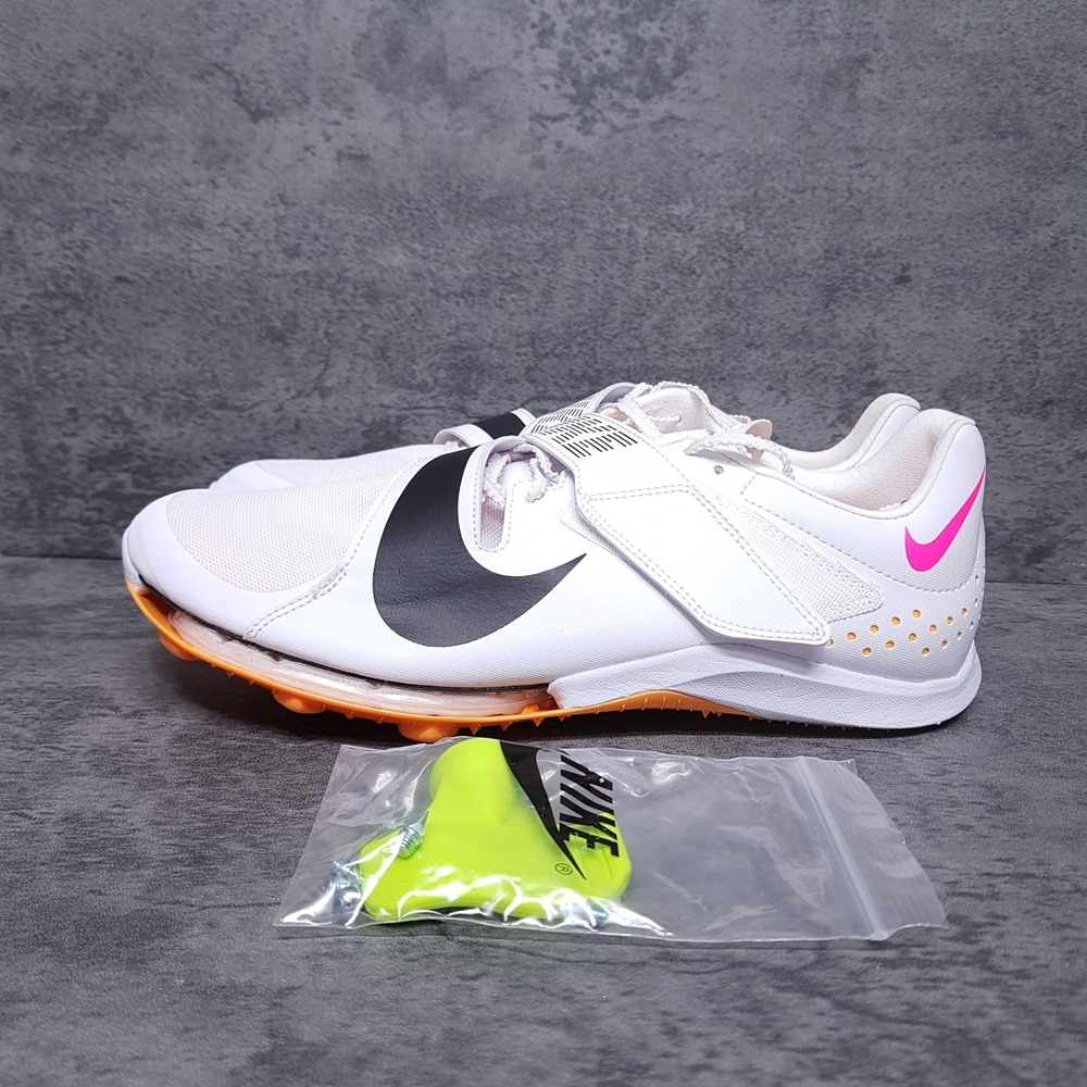 NIKE Air Zoom LJ Elite Track & Field Spikes Shoes Mens 11.5 White Orange Pink